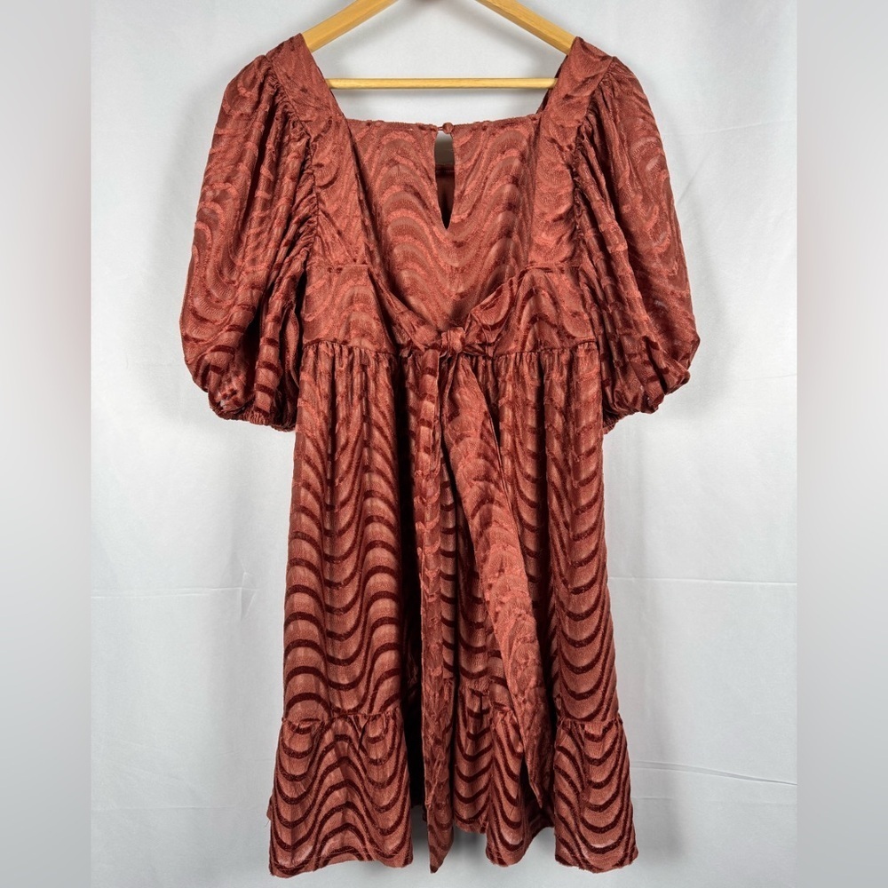 Moon River Velvet Burnout Mini Dress Milkmaid NWT Whimsigoth Ren Faire Women Lg - Picture 5 of 13